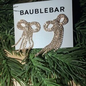 BaubleBar Gold Rhinestone Bow crystal earrings